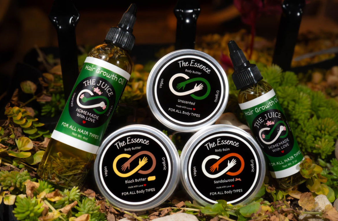 Masculine Grooming Bundle – Unscented + Black Butter + Sandalwood + Hair Growth Oils (2 oz & 4 oz)